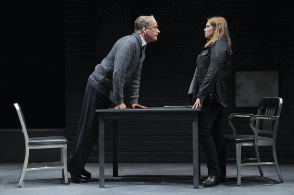 Costars Frank Wood and Merritt Wever onstage at the Lucille Lortel Theatre.