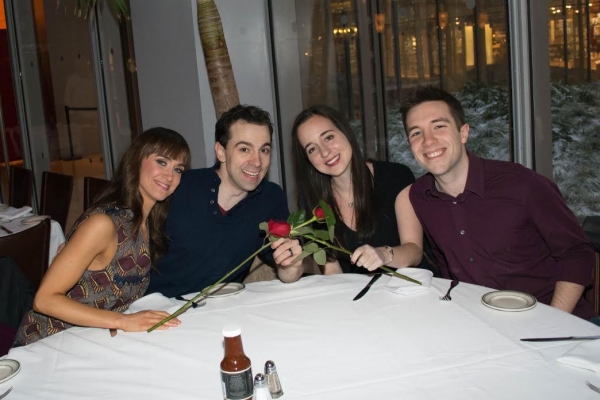 Brynn O'Malley and Rob McClure at dinner with audience members Johanna Barr and Joe Pikowski.