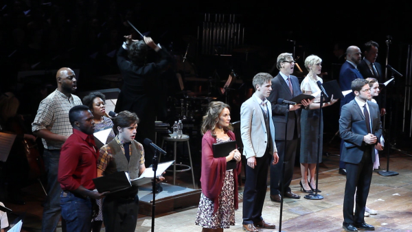 The cast of Manhattan Concert Productions&#39; one-night-only performance of Jason Robert Brown and Alfred Uhry&#39;s Parade, directed by Gary Griffin, at Avery Fisher Hall.