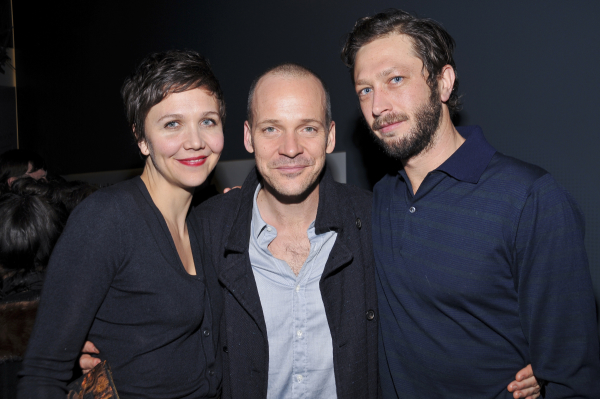 Maggie Gyllenhaal and Peter Sarsgaard celebrate with Ebon Moss-Bachrach on his opening night.
