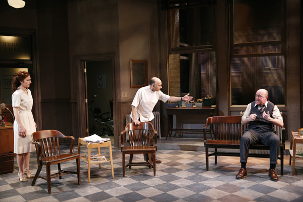 Katie McClellan, Ned Eisenberg, and Larry Bull in the Peccadillo Theater Company revival of Clifford Odets&#39; Rocket to the Moon, directed by Dan Wackerman, at Theatre at St. Clement&#39;s.
