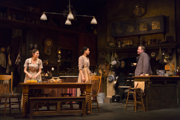 MacKenzie Meehan, Kathleen McElfresh, and Christopher Donahue in The Second Girl, directed by Campbell Scott, at Boston&#39;s Huntington Theatre Company. 