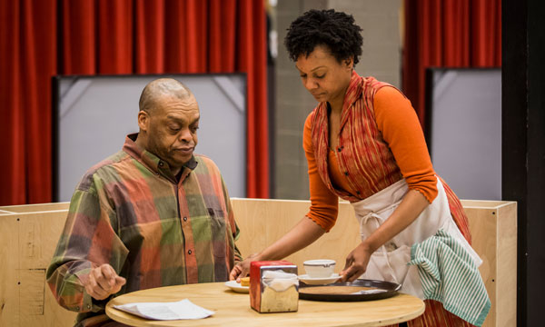 A.C. Smith and Nambi E. Kelley play West and Risa respectively in Two Trains Running performing at the Goodman Theatre.
