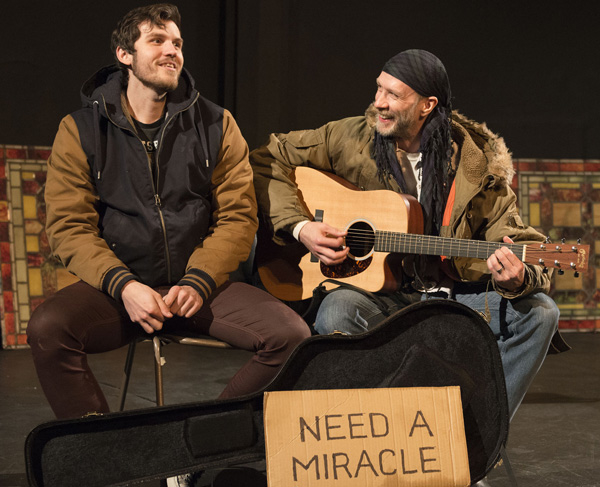 Trevor St. John-Gilbert and J. Stephen Brantley in Brantley, Camilo Almonacid, and Jenny Lyn Bader&#39;s The Church of Why Not, directed by Ari Laura Kreith, at The West End Theater at The Church of St. Paul &amp; St. Andrew.