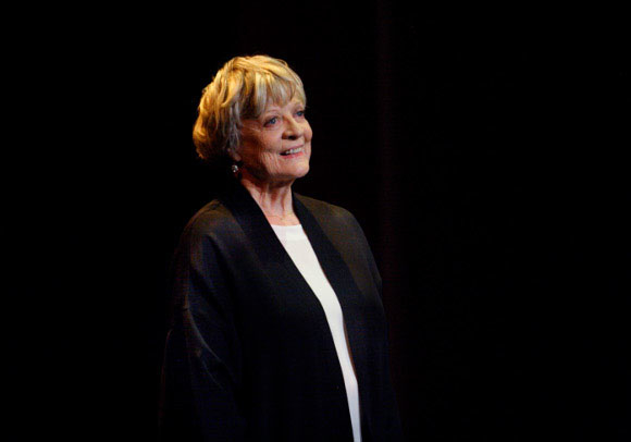 Maggie Smith giving a speech from The Beaux&#39; Stratagem during the NT 50 gala.
