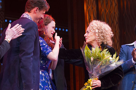 Katie Brayben and Carole King during the curtain call of Beautiful.