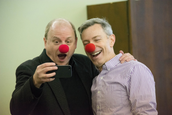 Producer Douglas Denoff takes a selfie with cast member Arnie Burton, who also appeared in the original New York production.