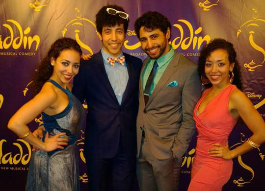 Alanna, Heath, Trent, and Claire Saunders and the opening of Aladdin on Broadway.