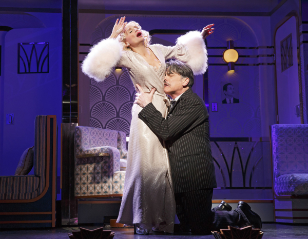 Kristin Chenoweth and Peter Gallagher star in Cy Coleman, Betty Comden, and Adolph Green&#39;s On the Twentieth Century, directed by Scott Ellis, at the American Airlines Theatre.