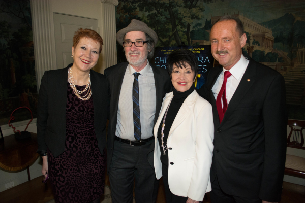 Brigitte Schaller, Roger Rees, Chita Rivera, and Ambassador André Schaller celebrate the upcoming Broadway premiere of The Visit.