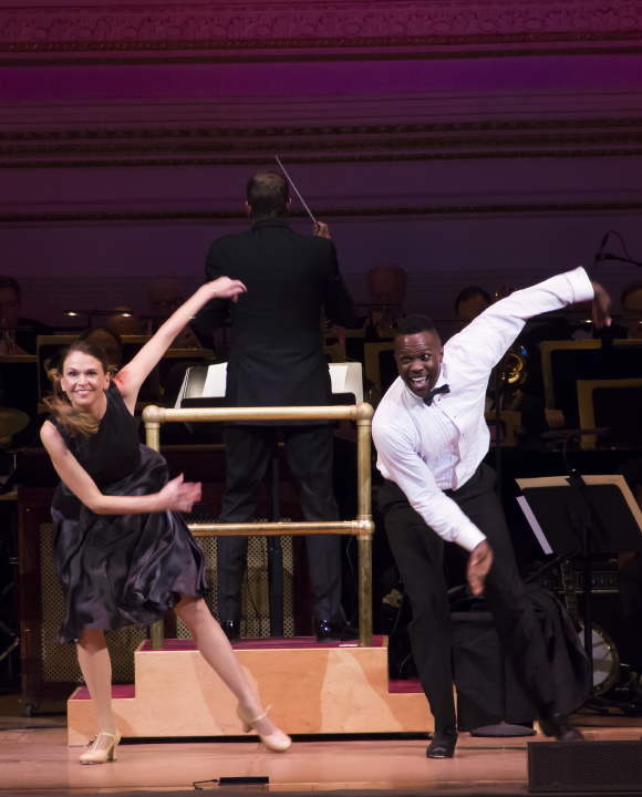 Sutton Foster and Joshua Henry close the first act with a tap break during &quot;Fit as a Fiddle (and Ready for Love).&quot;