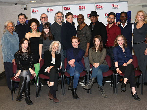 Playwright Lisa D&#39;Amour (seated left) and the cast of her new play, Airline Highway.