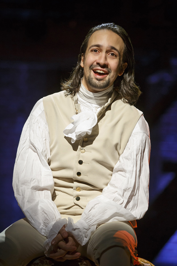 Lin-Manuel Miranda plays Alexander Hamilton in his new musical, Hamilton, at the Public Theater.