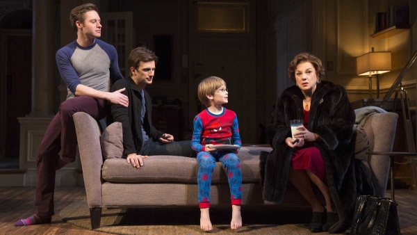 Bobby Steggert, Frederick Weller, Grayson Taylor, and Tyne Daly in the 2014 Broadway production of Terrence McNally&#39;s Mothers and Sons.