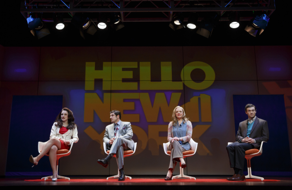 Tracee Chimo, Jason Biggs, Elisabeth Moss, and Bryce Pinkham in the Broadway revival of Wendy Wasserstein&#39;s The Heidi Chronicles, directed by Pam MacKinnon, at the Music Box Theatre.