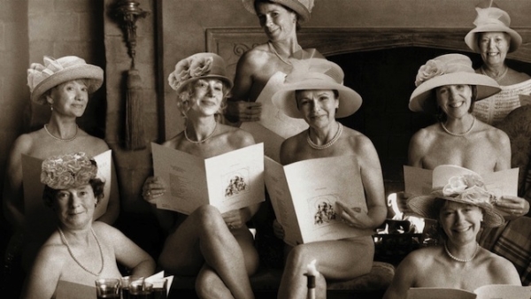 An image from the 2003 film, Calendar Girls, starring Helen Mirren and Julie Walters.