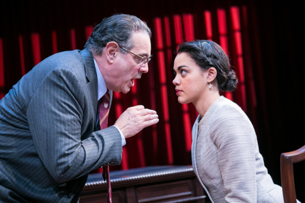 Edward Gero as Supreme Court Justice Antonin Scalia and Kerry Warren as Cat in John Strand&#39;s The Originalist, directed by Molly Smith, at Arena Stage. 