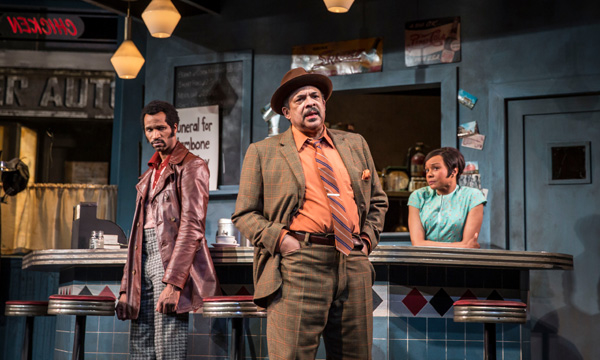  Anthony Irons (Wolf), Terry Bellamy (Memphis), and Nambi E. Kelley (Risa) in August Wilson&#39;s Two Trains Running, directed by Chuck Smith, at the Goodman Theatre.