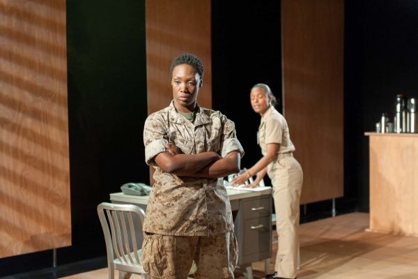 Carolyn Michelle Smith and Kaliswa Brewster star in Rehana Lew Mirza&#39;s Soldier X, directed by Lucie Tiberghien, at HERE.
