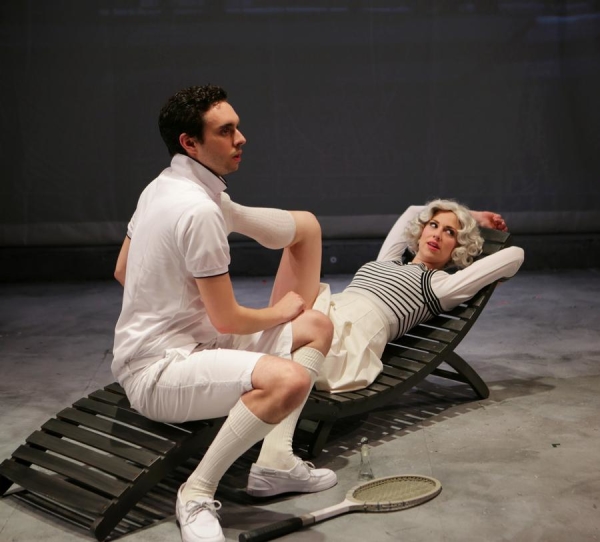 Patrick Varner and Samantha Richert in City of Angels, directed by Spiro Veloudos, at Boston&#39;s Lyric Stage Company.
