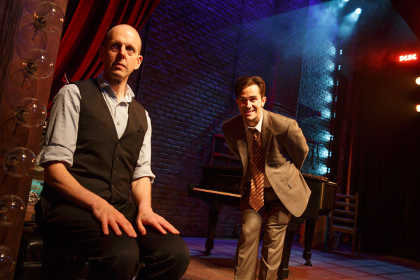 Jeff Blumenkrantz and Brett Ryback in  a scene from off-Broadway&#39;s &#39;Murder for Two&#39;&#39;.