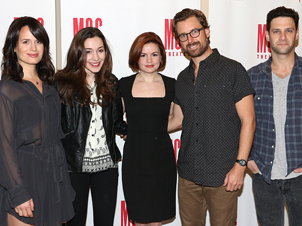 The cast of Permission: Elizabeth Reaser, Talene Monahon, Nicole Lowrance, Lucas Near-Verbrugghe, and Justin Bartha.