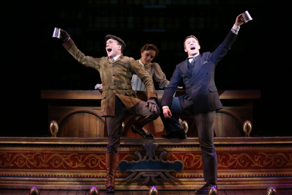 Jefferson Mays (left) and Jeff Kready (right) star in A Gentleman&#39;s Guide to Love and Murder at the Walter Kerr Theatre.