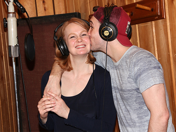 Kate Baldwin and Conor Ryan have some fun in the recording studio.