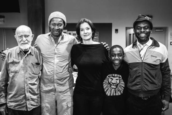 Playwright and director Athol Fugard with the cast of The Painted Rocks at Revolver Creek.