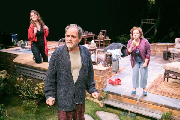 Grace Gonglewski as Masha, Eric Hissom as Vanya and Sherri L. Edelen as Sonia in Vanya and Sonia and Masha and Spike at Arena Stage at the Mead Center for American Theater.