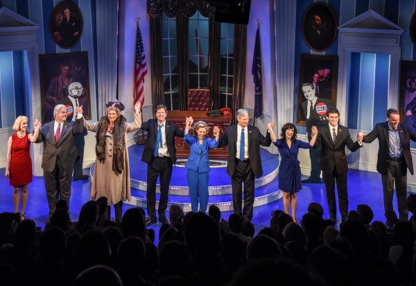 The stars of Clinton the Musical take their opening-night curtain call.
