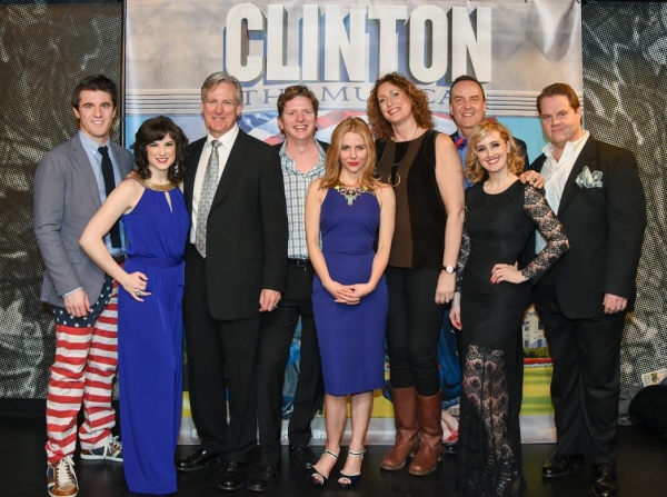 Kevin Zak, Veronica J. Kuehn, Tom Galantich, Duke  Lafoon, Kerry Butler, Judy Gold, Dale Hensley, Kara Guy, and John Treacy Egan make up the cast of Clinton the Musical.