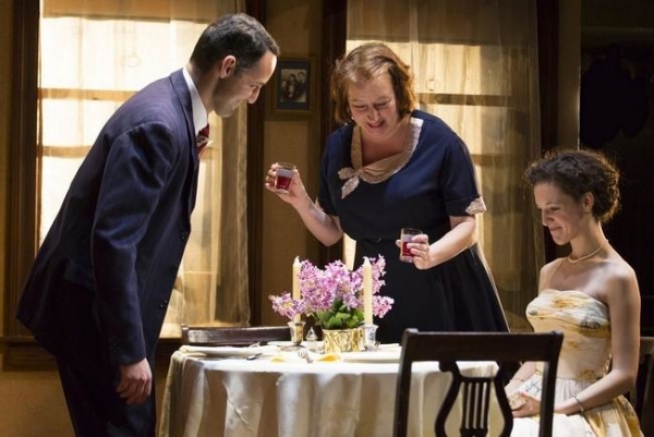 Nael Nacer, Adrianne Krstansky, and Marie Polizzano in William Inge&#39;s Come Back, Little Sheba, directed by David Cromer, at Boston&#39;s Huntington Theatre Company.