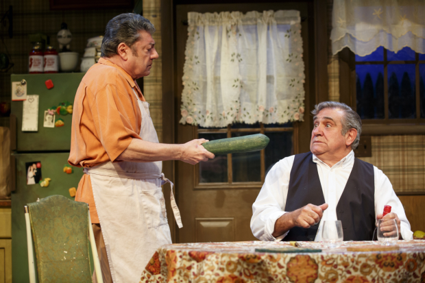 Richard Zavaglia and Dan Lauria in Dinner With the Boys at the Acorn Theatre.