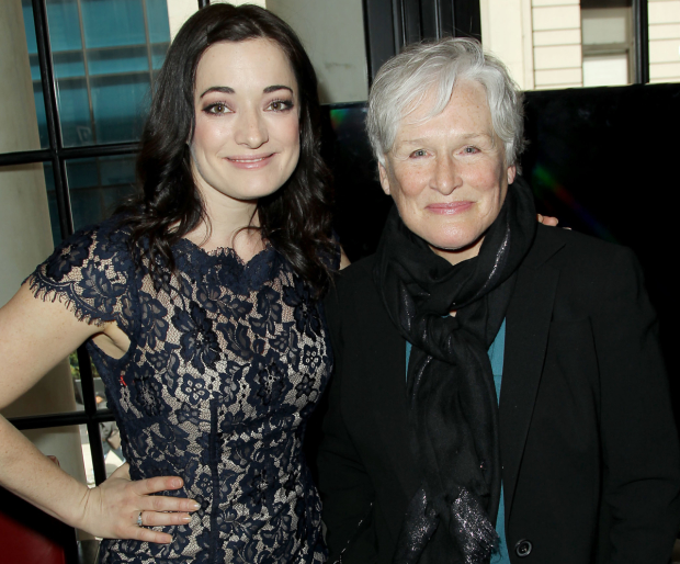 Three-time Tony winner Glenn Close (right) poses with Finding Neverland star Laura Michelle Kelly.