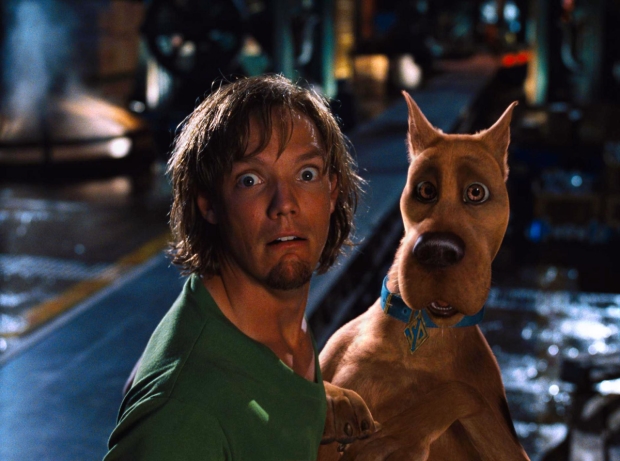 Matthew Lillard as Shaggy with Scooby-Doo in the Scooby-Doo film series, which began in 2002.