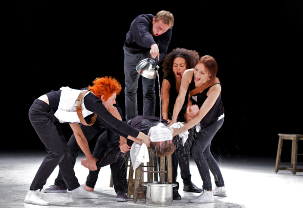 Members of Belarus Free Theatre in Trash Cuisine at The Edinburgh Fringe Festival. 