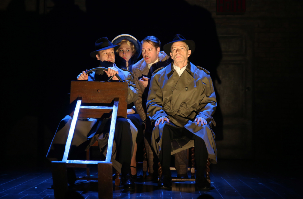 Arnie Burton, Billy Carter, Robert Petkoff, and Brittany Vicars in 39 Steps.