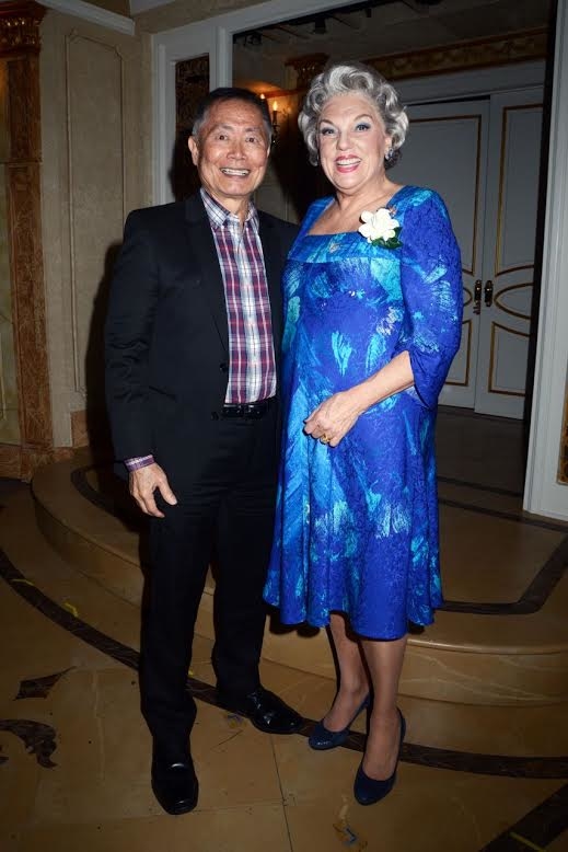 George Takei with Tyne Daly on the stage of Broadway&#39;s It Shoulda Been You.