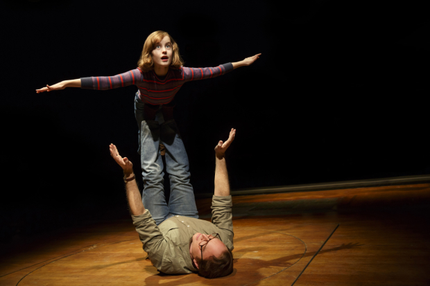Fun Home Tony nominees Sydney Lucas (Small Alison) and Michael Cerveris (Bruce) in a scene from the much-nominated new musical.