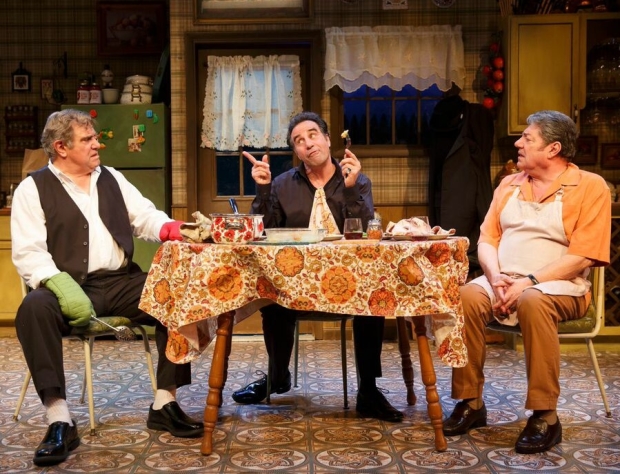 Dan Lauria, Ray Abruzzo, and Richard Zavaglia in Dinnner With the Boys at the Acorn Theatre.