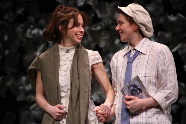 Emily Young as Silvia and Jessie Austrian as Julia in the Fiasco Theater production of The Two Gentlemen of Verona.