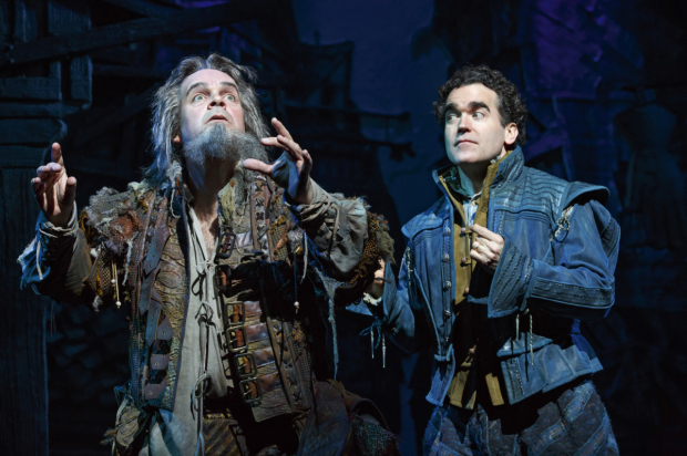 Richard Seff Award recipient shares a scene  with Brian d&#39;Arcy James in Something Rotten! on Broadway. 