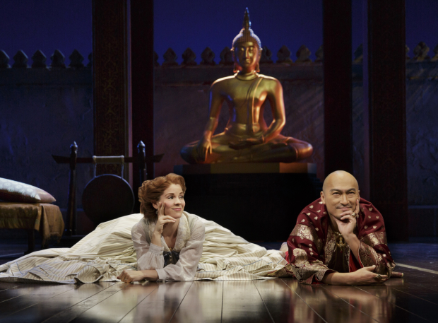 Kelli O&#39;Hara and Ken Watanabe as Anna Leonowens and King Mongkut in The King and I.