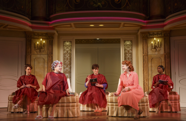 Tyne Daly and Harriet Harris (front) as Judy Steinberg and Georgette Howard and the cast of It Shoulda Been You.