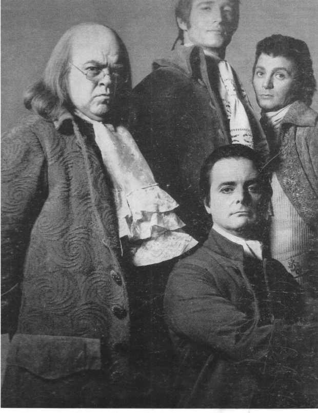 Original 1969 Broadway cast members if 1776 (l to r): Rex Everhart, Ken Howard, William Daniels, and Clifford David.