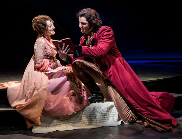 Megan McGinnis (Marianne) with Peter Saide (Willoughby) in Sense and Sensibility, directed by Barbara Gains, at Chicago Shakespeare Theater.