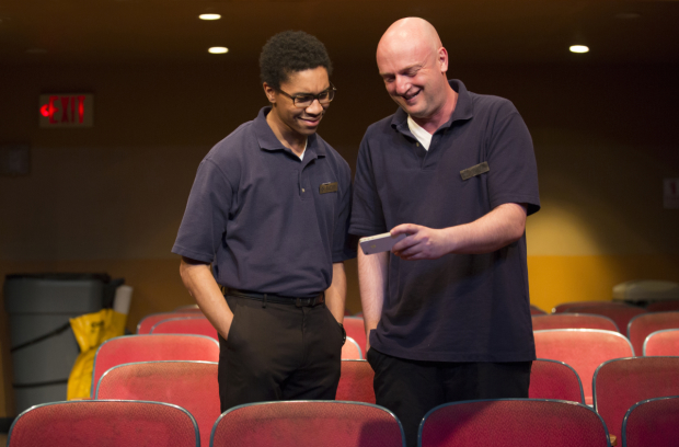 Aaron Clifton Moten and Matthew Maher in a scene from Annie Baker&#39;s Pulitzer Prize-winning play The Flick.