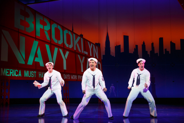 Jay Armstrong Johnson, Tony Yazbeck, and Clyde Alves in Broadway&#39;s currently running production of On The Town.