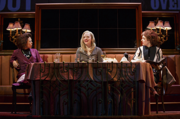 Ali Ahn and Tracee Chimo flank Tony nominee Elisabeth Moss in a scene from The Heidi Chronicles.